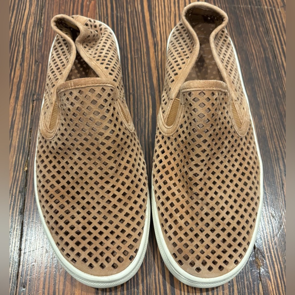 Tory Burch Tan Perforated Slip-On Loafers